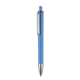 Kugelschreiber EXOS SOFT–taubenblau/dunkel grau bedrucken, Art.-Nr. 07601_1369_1407