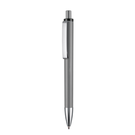 Kugelschreiber EXOS SOFT–stein-grau/schwarz bedrucken, Art.-Nr. 07601_1400_1500