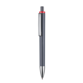 Kugelschreiber EXOS SOFT–dunkel grau/signal-rot bedrucken, Art.-Nr. 07601_1407_0601